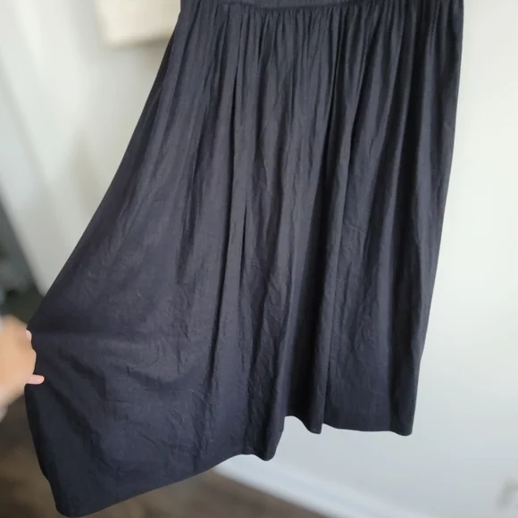 ANN TAYLOR, Scalloped Linen Blend Midi Dress, Black, Sz 8 - Picture 6 of 8